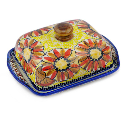 Polish Pottery Butter Dish 7&quot; Autumn Days UNIKAT