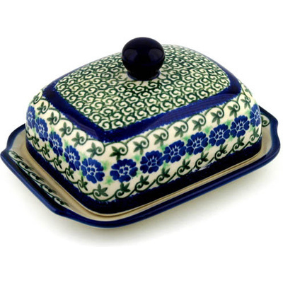 Polish Pottery Butter Dish 7&quot; Bayou Song