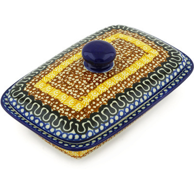 Polish Pottery Butter Dish 7&quot; Benghal