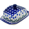 Polish Pottery Butter Dish 7&quot; Bleeding Heart Peacock