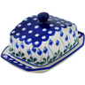 Polish Pottery Butter Dish 7&quot; Bleeding Heart Peacock