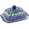 Polish Pottery Butter Dish 7&quot; Blueberry Fields Forever