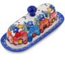 Polish Pottery Butter Dish 7&quot; Bold Poppies UNIKAT
