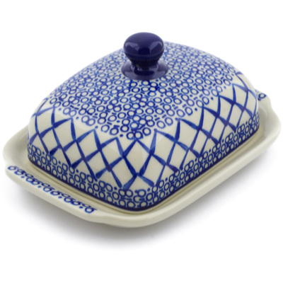 Polish Pottery Butter Dish 7&quot; Chantilly