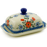 Polish Pottery Butter Dish 7&quot; Cherry Blossoms