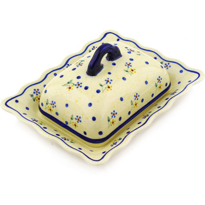 Polish Pottery Butter Dish 7&quot; Country Meadow
