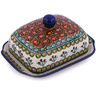 Polish Pottery Butter Dish 7&quot; Cranberry Medley UNIKAT