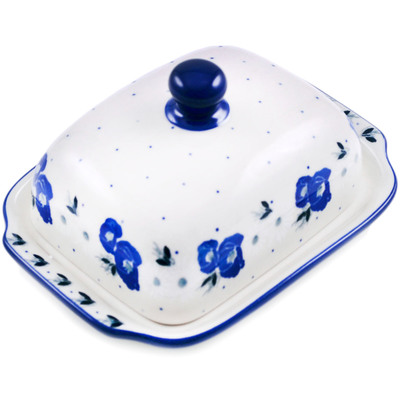 Polish Pottery Butter Dish 7&quot; Daisy Crown