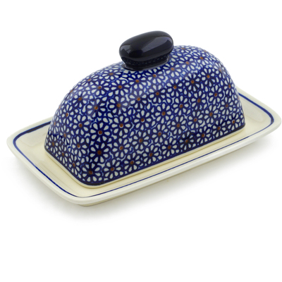 Polish Pottery Butter Dish 7&quot; Daisy Dreams