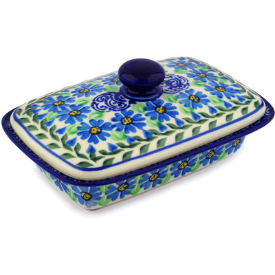 Polish Pottery Butter Dish 7&quot; Daisy Full Of Love