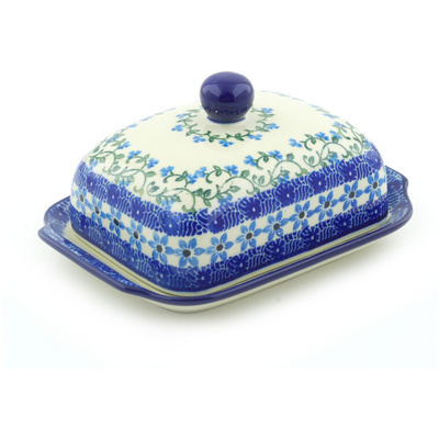 Polish Pottery Butter Dish 7&quot; Dancing Vines