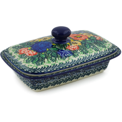 Polish Pottery Butter Dish 7&quot; Divine Meadow UNIKAT