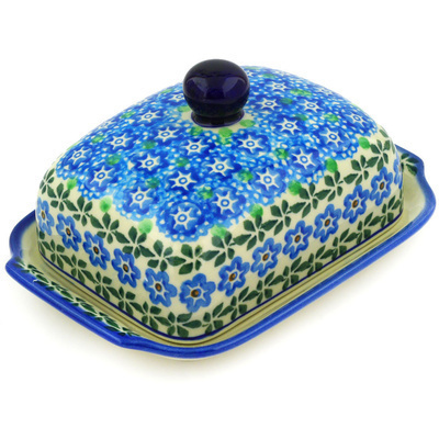 Polish Pottery Butter Dish 7&quot; Flower Power