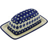 Polish Pottery Butter Dish 7&quot; Flowering Peacock