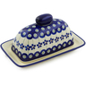 Polish Pottery Butter Dish 7&quot; Flowering Peacock