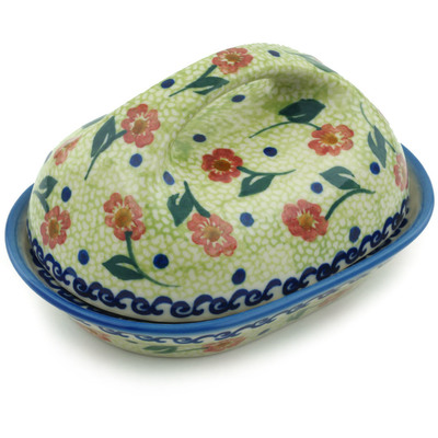 Polish Pottery Butter Dish 7&quot; Garden Tapestry