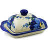 Polish Pottery Butter Dish 7&quot; Himalayan Blue Poppy UNIKAT
