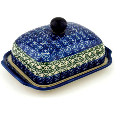 Polish Pottery Butter Dish 7&quot; Lovely Heart
