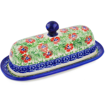 Polish Pottery Butter Dish 7" Midsummer Bloom