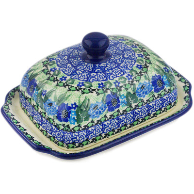 Polish Pottery Butter Dish 7&quot; Moody Blues UNIKAT