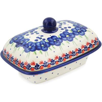 Polish Pottery Butter Dish 7&quot; Passion Poppy