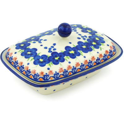 Polish Pottery Butter Dish 7&quot; Passion Poppy