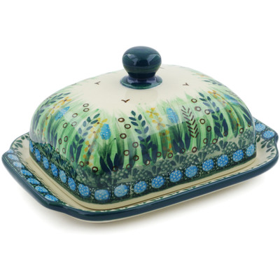 Polish Pottery Butter Dish 7&quot; Prairie Land UNIKAT