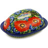 Polish Pottery Butter Dish 7&quot; Red Star UNIKAT