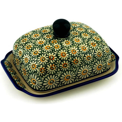 Polish Pottery Butter Dish 7&quot; Spring Fling