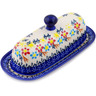 Polish Pottery Butter Dish 7&quot; Spring Flower Ring