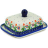 Polish Pottery Butter Dish 7&quot; Spring Flowers