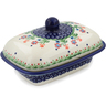 Polish Pottery Butter Dish 7&quot; Spring Flowers