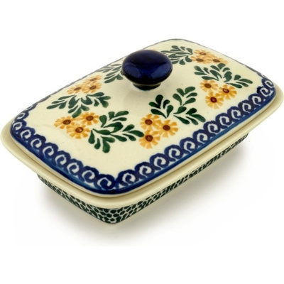 Polish Pottery Butter Dish 7&quot; Summer Day
