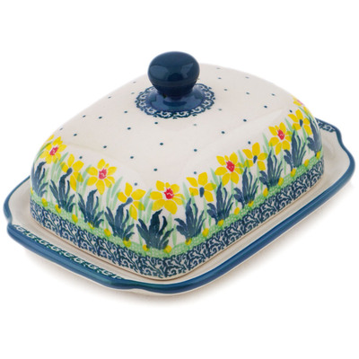 Polish Pottery Butter Dish 7&quot; Summer Meadow