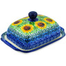 Polish Pottery Butter Dish 7&quot; Summer Sunnies UNIKAT