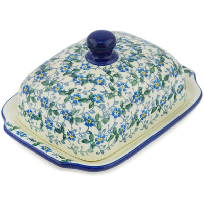 Polish Pottery Butter Dish 7&quot; Summer Wind