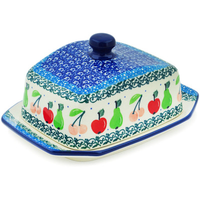 Polish Pottery Butter Dish 7&quot; Tooty Fruity