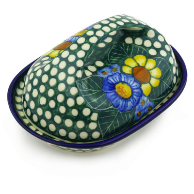 Polish Pottery Butter Dish 7&quot; UNIKAT