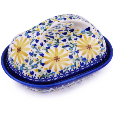 Polish Pottery Butter Dish 7&quot; UNIKAT