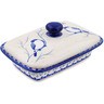 Polish Pottery Butter Dish 7&quot; Waiting Birds UNIKAT