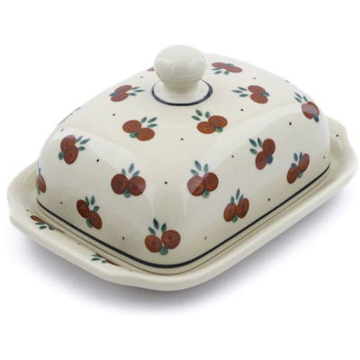 Polish Pottery Butter Dish 7&quot; Wild Cherry