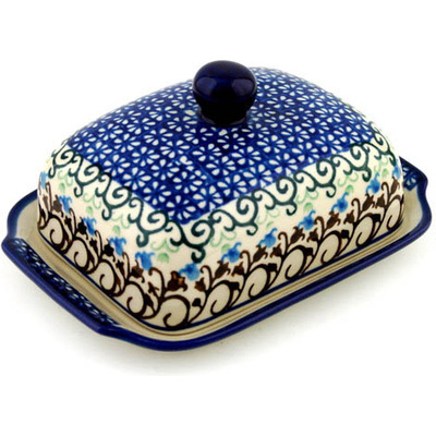 Polish Pottery Butter Dish 7&quot; Woodland Lace