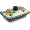Polish Pottery Butter Dish 7&quot; Woodland Whirl UNIKAT