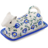 Polish Pottery Butter Dish 8&quot; Blue Thistle Beauty