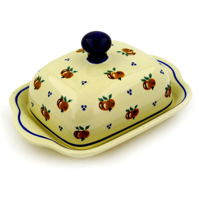 Polish Pottery Butter Dish 8&quot; Country Apple