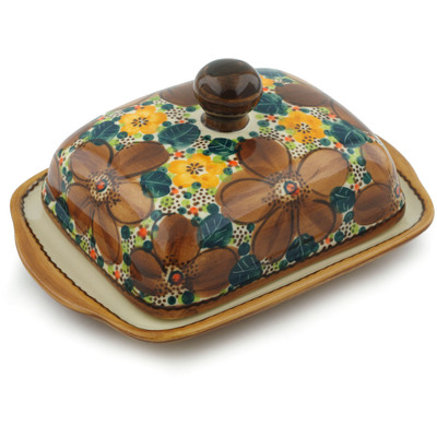 Polish Pottery Butter Dish 8&quot; Fall Forever UNIKAT