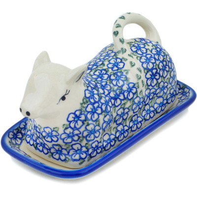Polish Pottery Butter Dish 8&quot; Fields Of Glory