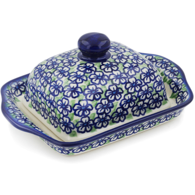 Polish Pottery Butter Dish 8&quot; Flower Bouquet