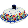 Polish Pottery Butter Dish 8&quot; Flower Garden UNIKAT