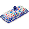 Polish Pottery Butter Dish 8&quot; Graphic Armor